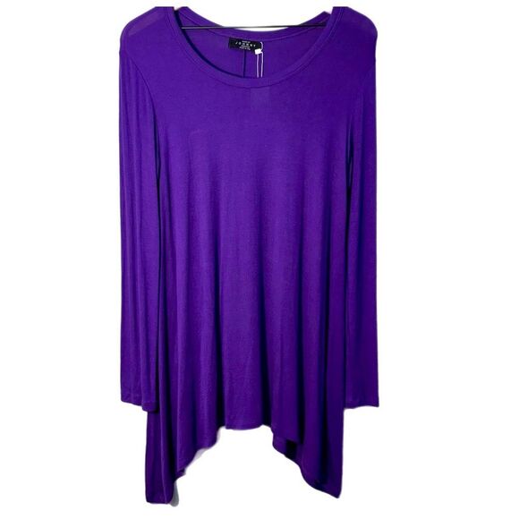 Made by Johnny Deep Purple Shark Bite Tunic Top Women’s M Long Sleeve. - Picture 1 of 10
